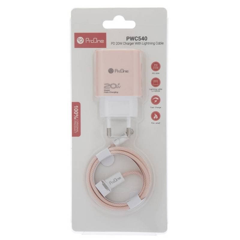 شارژر دیواری پرووان مدل PWC540 20W به همراه کابل تبدیل Type-C - تصویر 1