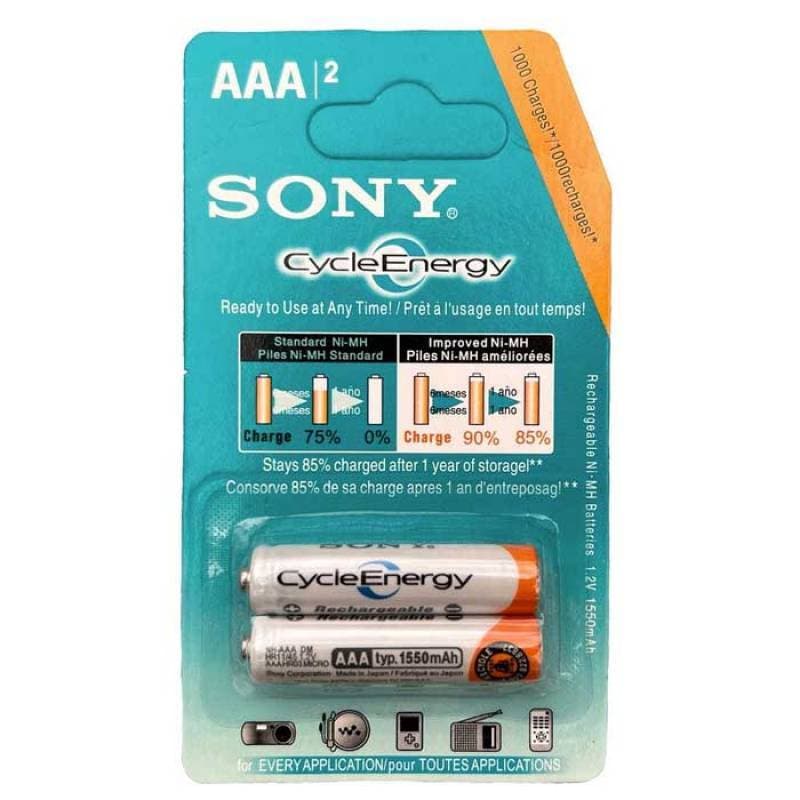 باتری نیم قلمی قابل شارژ سونی مدل NH-AA HR15/51 ظرفیت 1550 میلی آمپر ساعت بسته 2 عددی - تصویر 1