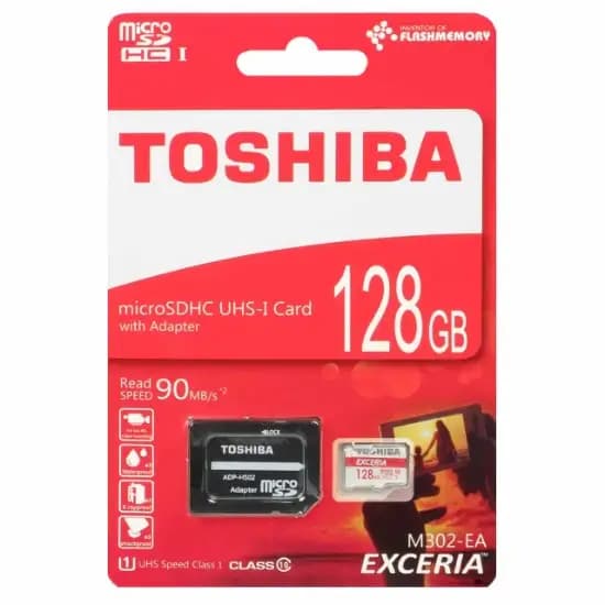کارت حافظه microSDXC توشیبا مدل EXCERIA M302-EA کلاس 10 استاندارد UHS-I U1 سرعت 90MBps ظرفیت 128گیگابایت به همراه SD - یزد موبایل