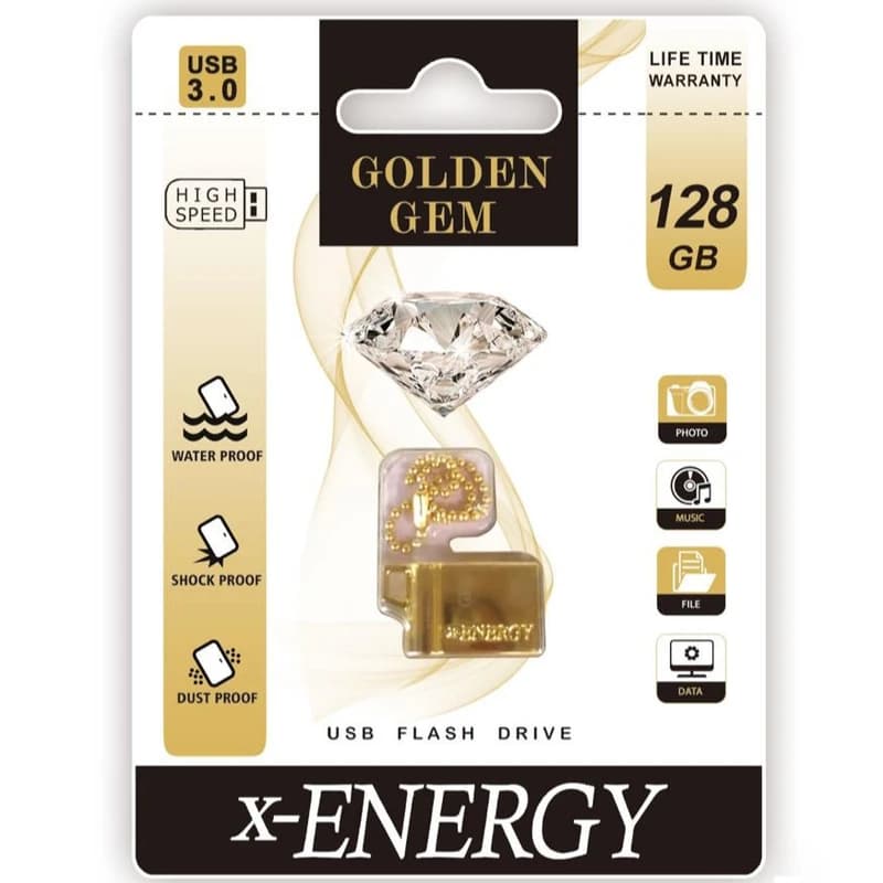 فلش مموری ایکس انرژی مدل Golden Gem USB3.0 ظرفیت 128 گیگابایت - یزد موبایل
